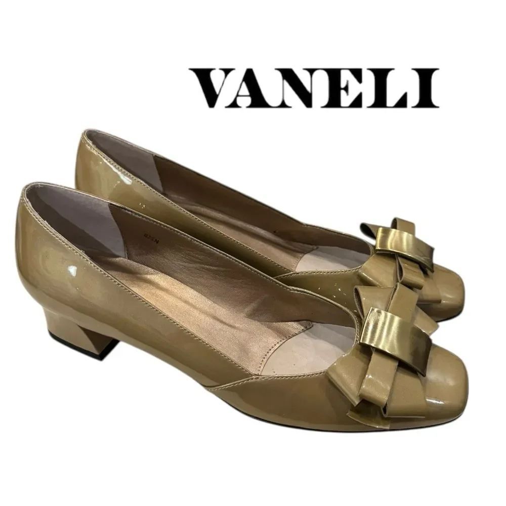 New Vaneli Women's “Dafne” Sabbia Metallic Patent Bow Shoes Pumps 8.5 8.5N